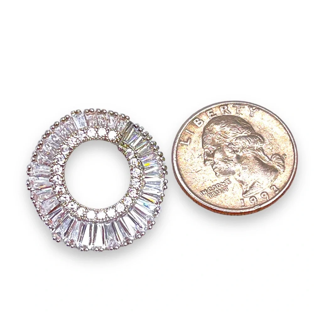 Crystal CZ Open Circle Statement Earrings - Picture 3 of 5